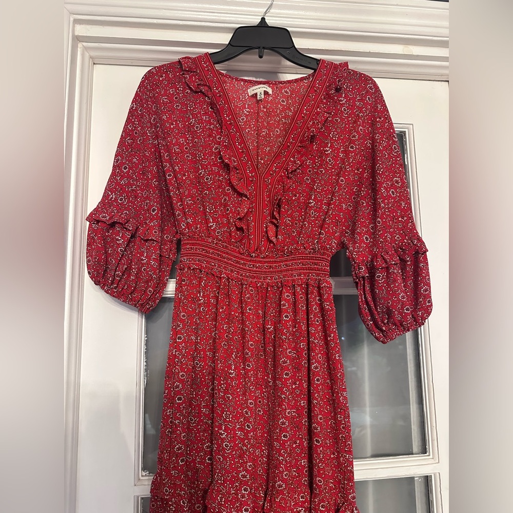 Max Studio Crimson Floral Dress